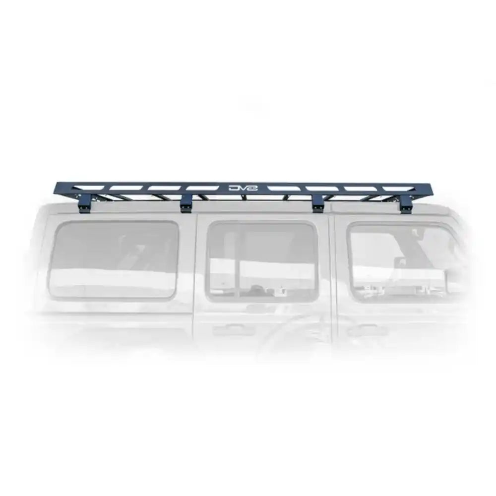 DV8 Offroad Roof Rack on a white Jeep Wrangler JL 4-Door, rear view