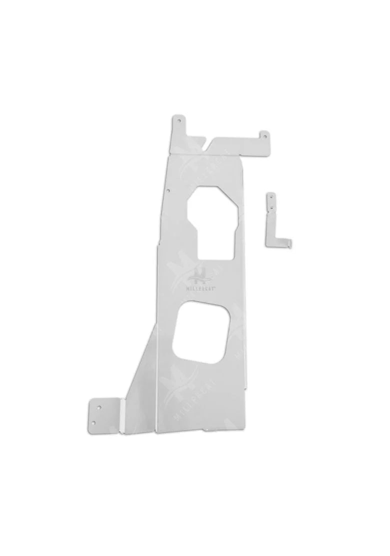 White metal bracket with cutouts on a white background