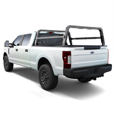 White F-150 truck with a TUWA Pro bed rack on a white background