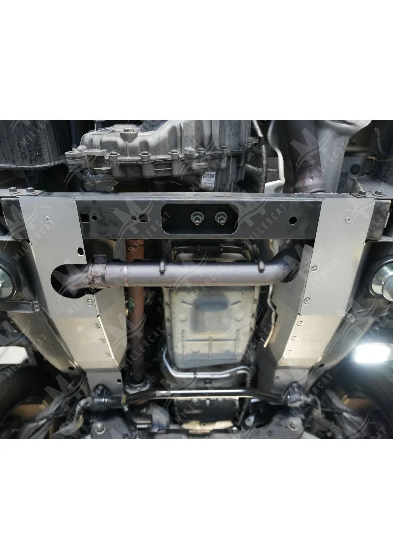 Close-up of a F150 undercarriage with installed CAT Shield