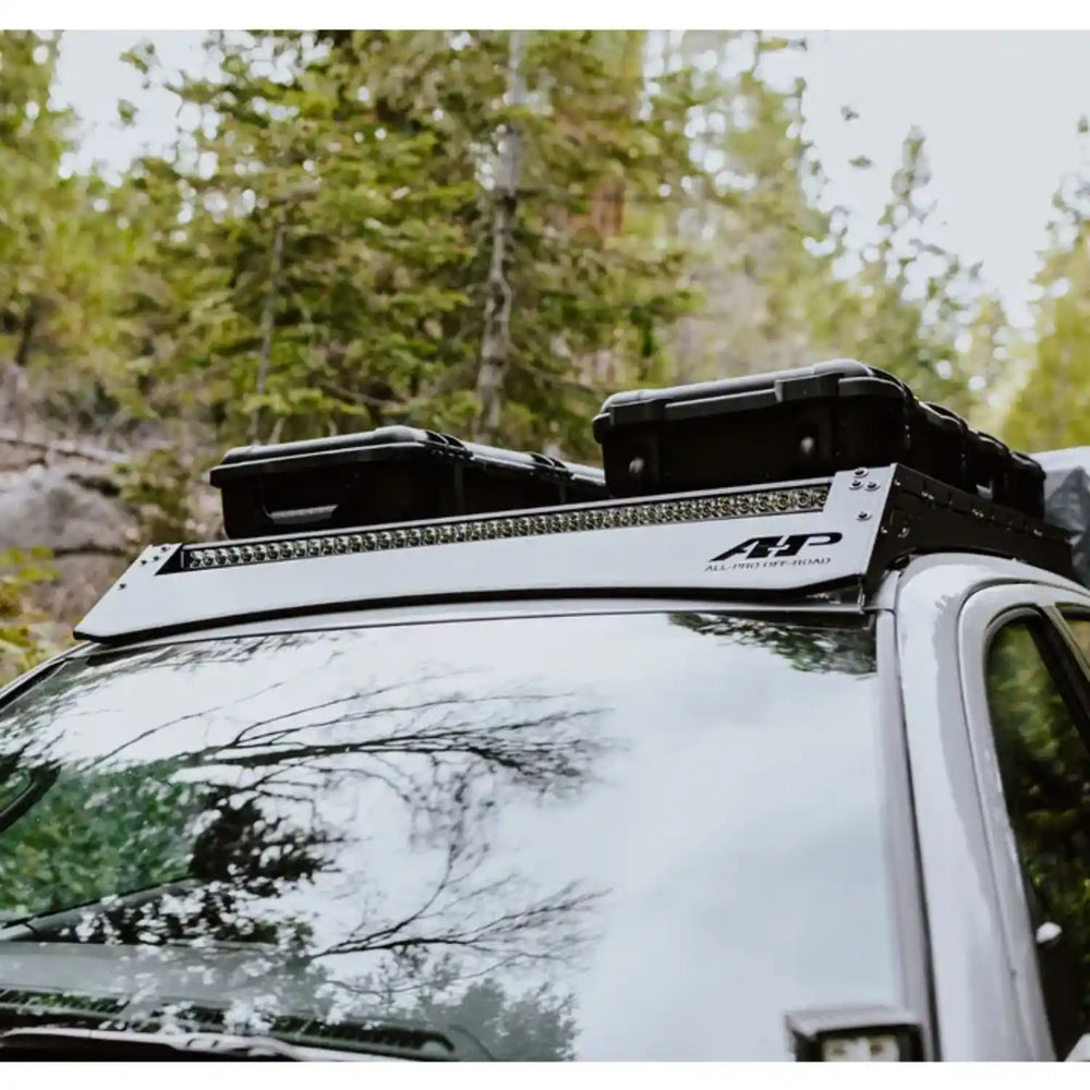 front light bar view of the roof rack on tacoma