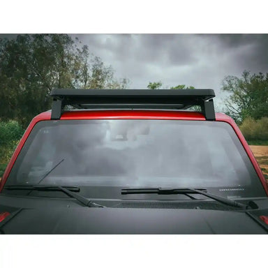 front view of roof rack on red bronco