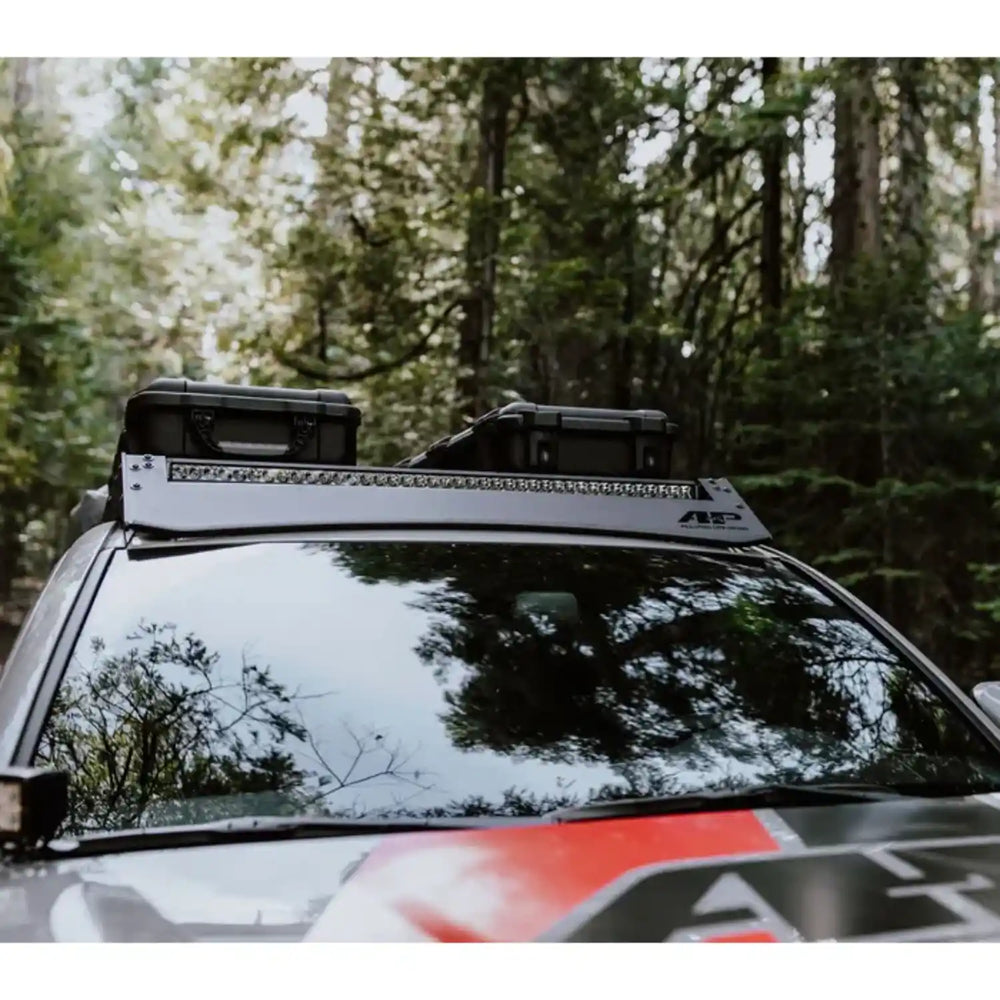 front view of the mounted all-pro roof rack with cargo loaded