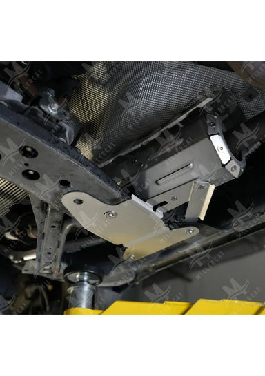 Close-up of a Frontier undercarriage with a Cat Shield.