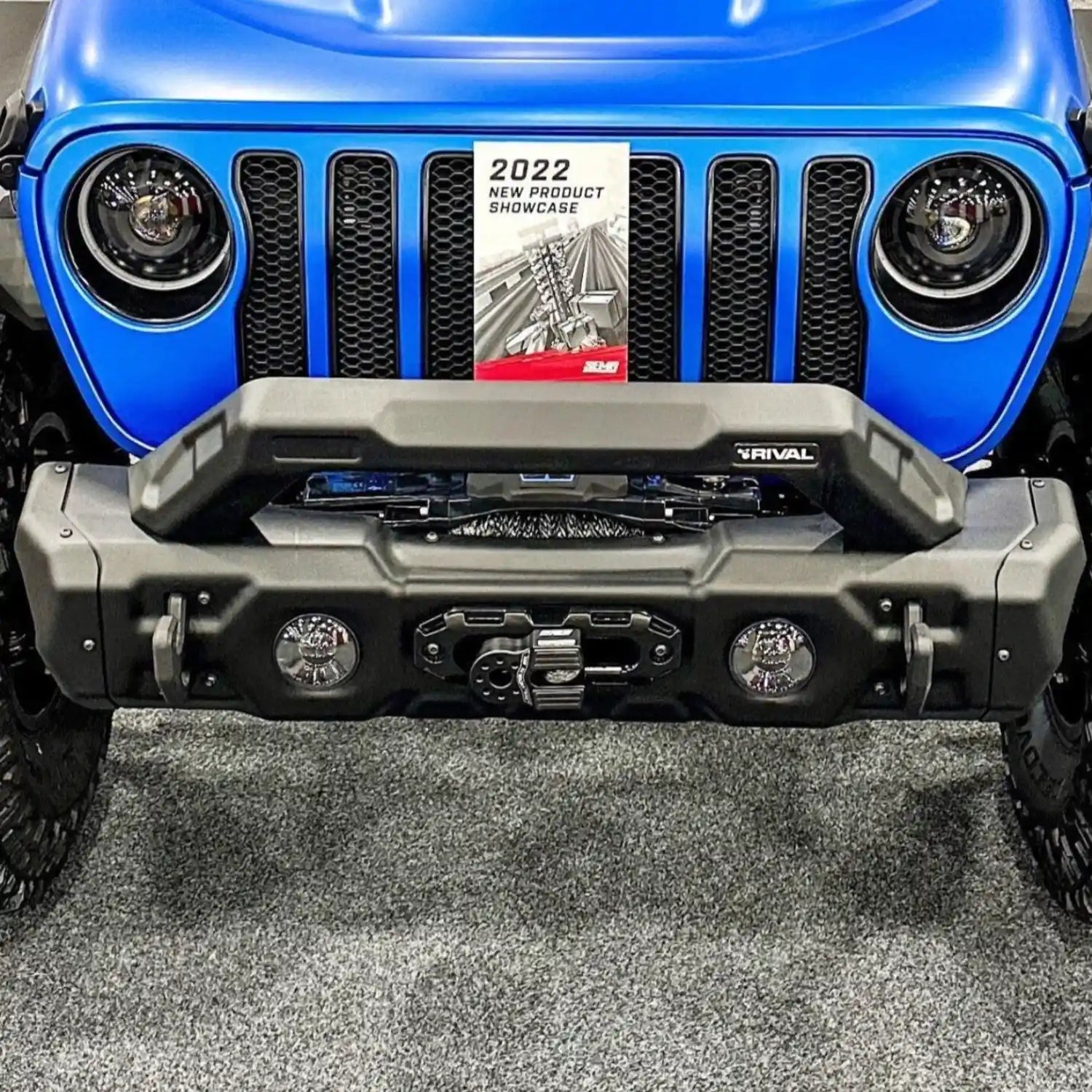 Rival hoop Grill Guard mounted front view