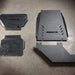 Juggernaut 4Runner full skid plate package — front three-quarter view of 1/4 inch 5052 aluminum underbody armor, powder coated black