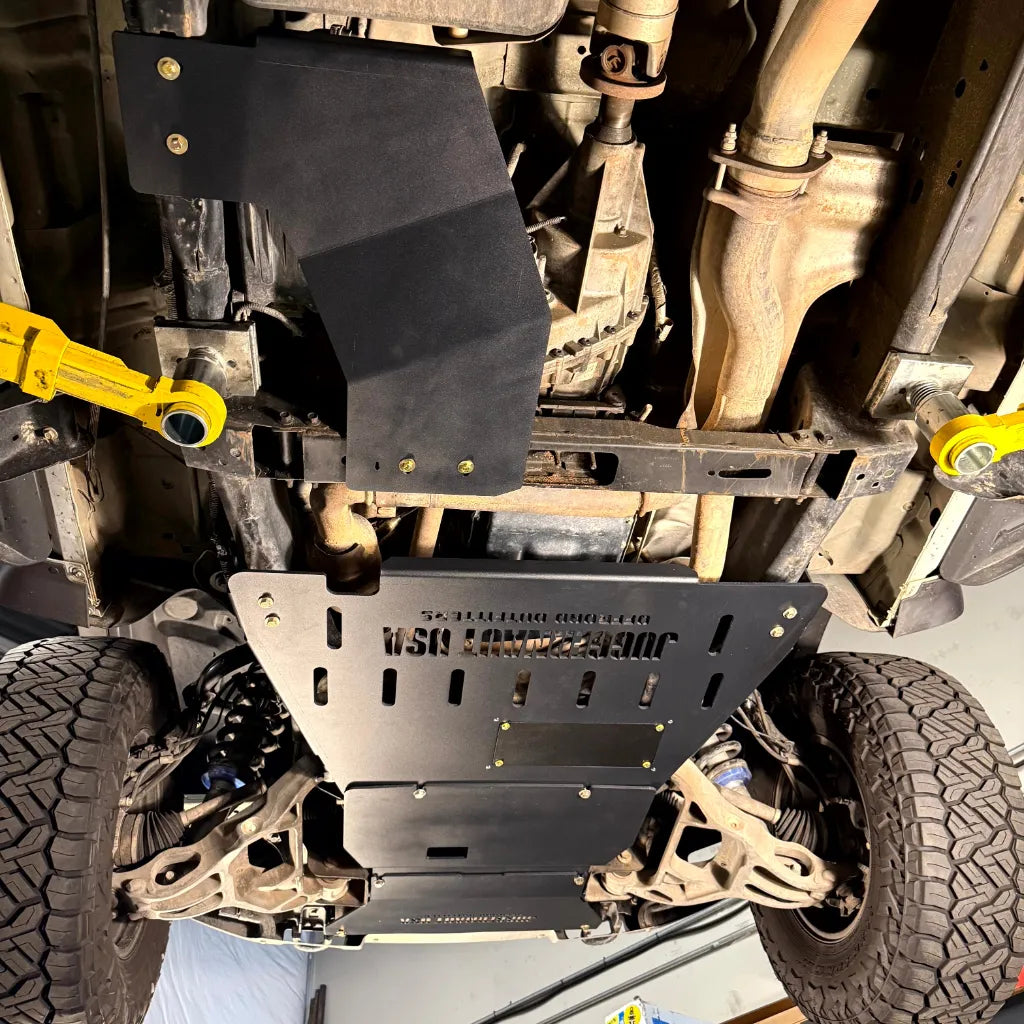Juggernaut full skid plate package installed on a 2009-2014 Ford F-150 in black finish