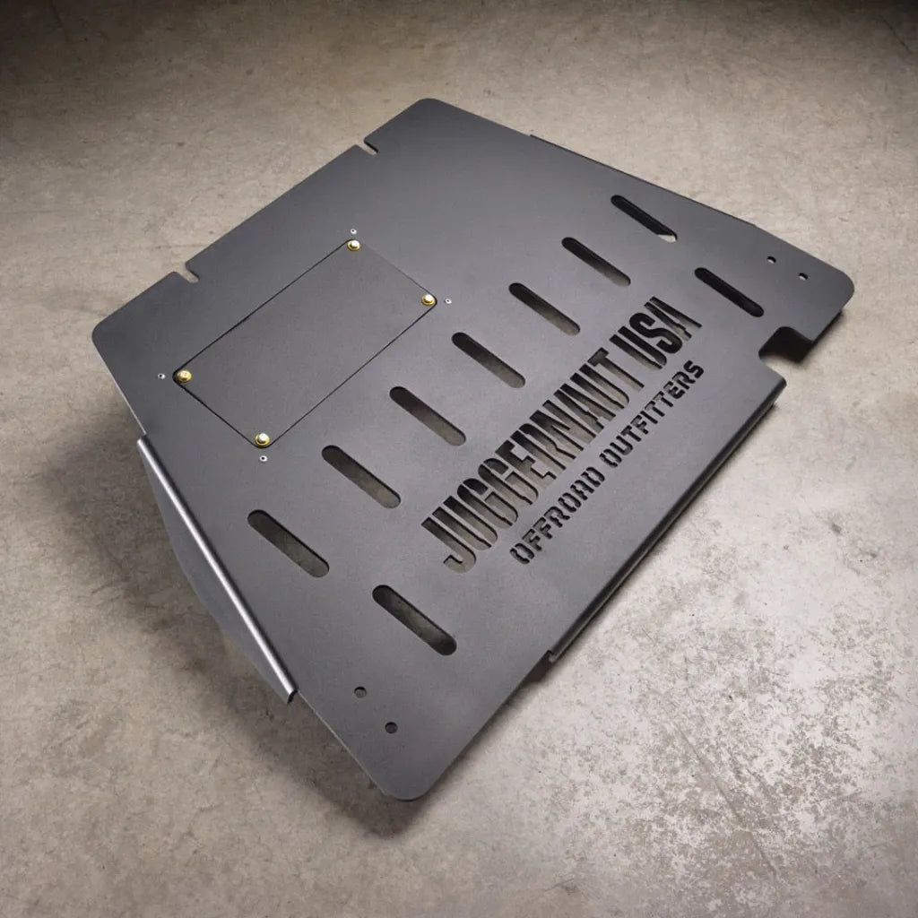 Juggernaut 2009-2014 Ford F-150 transmission skid plate and catalytic guard, product angle shot