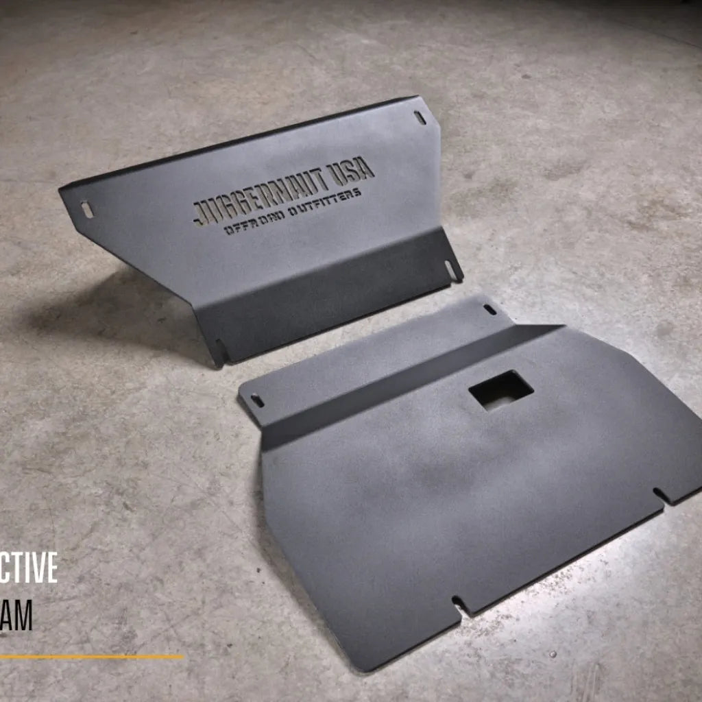 Standalone No Active Air Dam version of the engine skid plate, shop floor product view