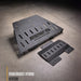 Standalone transmission skid plate with the additional Powerboost Hybrid extension plate attached, shop floor product view