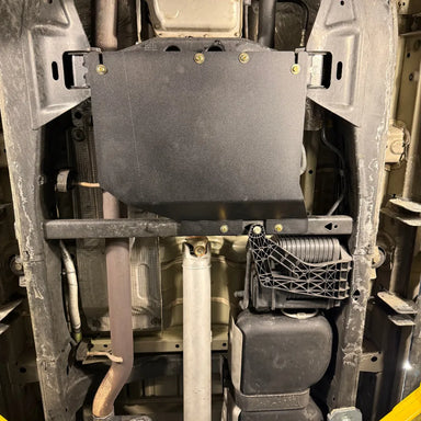 Juggernaut GMC Canyon transfer case skid plate shown from a second angle