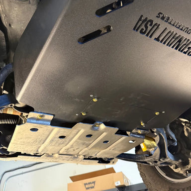 Juggernaut GMC Canyon transmission skid plate shown from a second angle