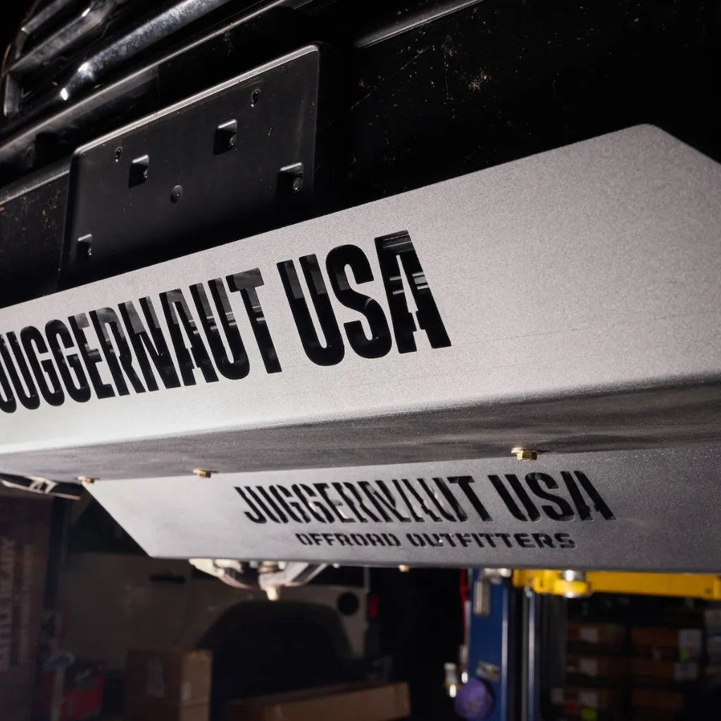 Juggernaut Ram ProMaster front skid plate installed on vehicle