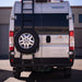 Juggernaut Ram ProMaster rear spare tire rack, tire mount height position 3