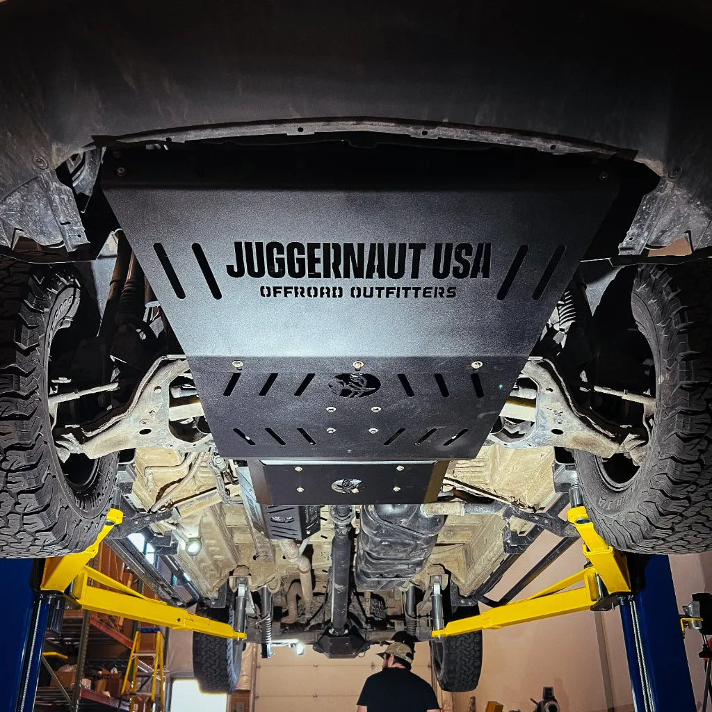 Juggernaut Mercedes Sprinter 4x4 engine and transmission skid plate, front product angle