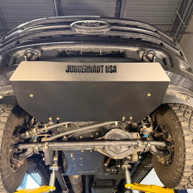Juggernaut Super Duty Front Valance Skid Plate installed on truck front end