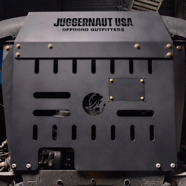 Juggernaut Ford Transit engine skid plate shown from a second product angle