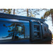 Leitner ACS ROOF side rail cutout clearing the Defender 110 OEM side ladder