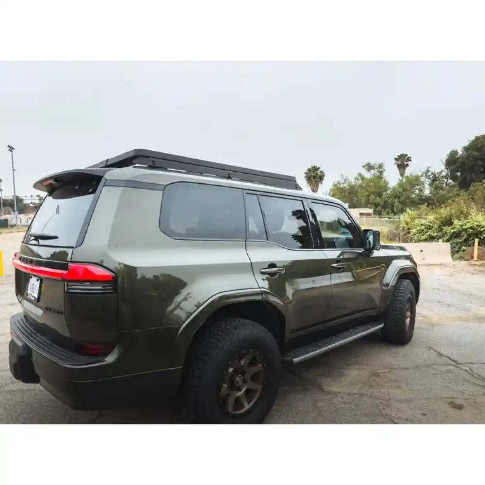 Lexus GX550 with Leitner ACS ROOF platform rack, rear three-quarter view