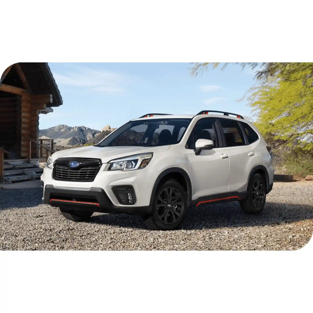 lifestyle view of subaru forester with skid plate installed