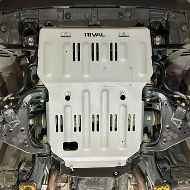 underbody view of mounted view of RIVAL Engine Skid Plate Lexus
