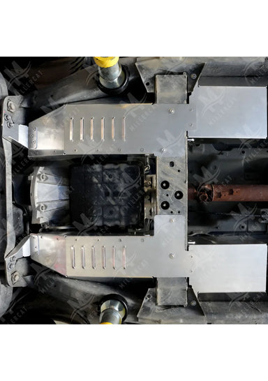Underbody view of NV1500 with mounted MillerCat Cat Shield