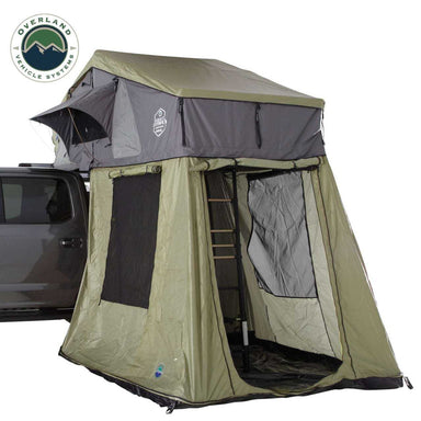 Overland Vehicle Systems Nomadic 2 Roof Top Tent Annex Green Base With Black Floor Open view