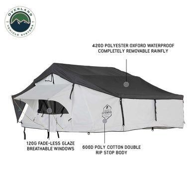 Overland Vehicle Systems Nomadic 3 Arctic White Extended Roof Top Tent Details