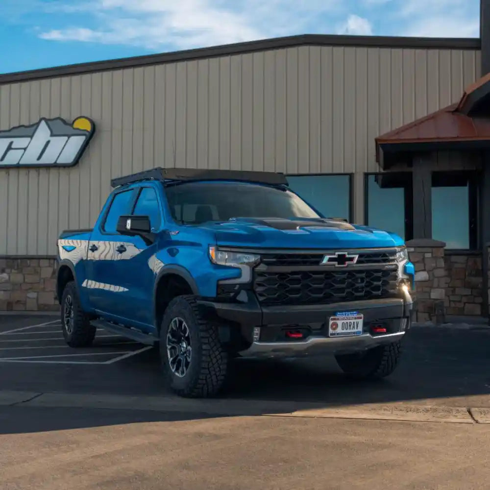Prinsu Pro Roof Rack on GMC Sierra Front Angle