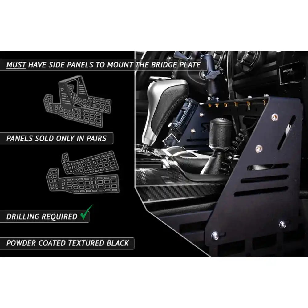 Rago 4Runner center console Molle panel installed, infographic