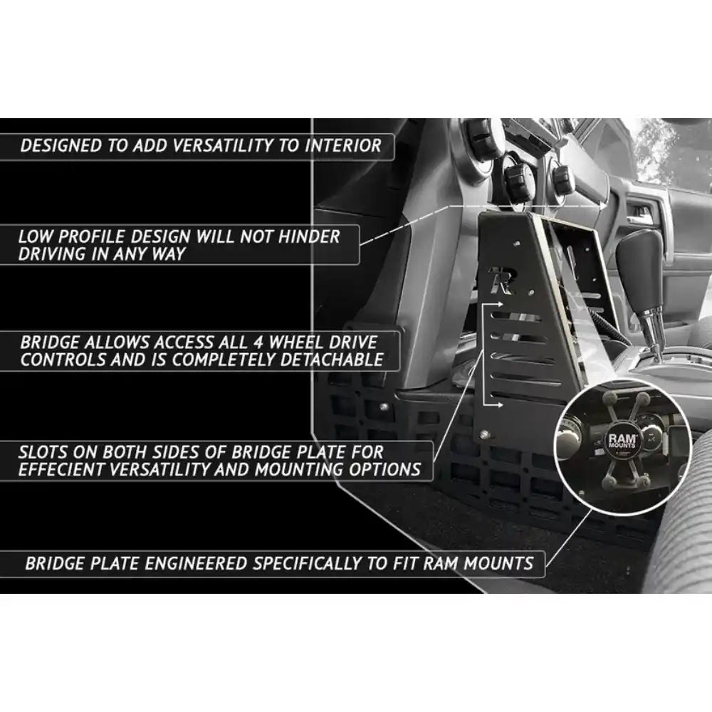 Rago 4Runner center console Molle panel features infographic