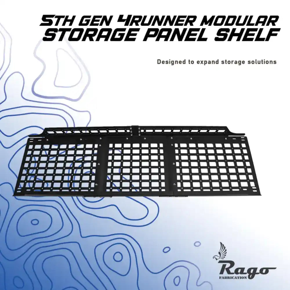 Rago 5th Gen 4Runner modular storage panel shelf, promotional graphic