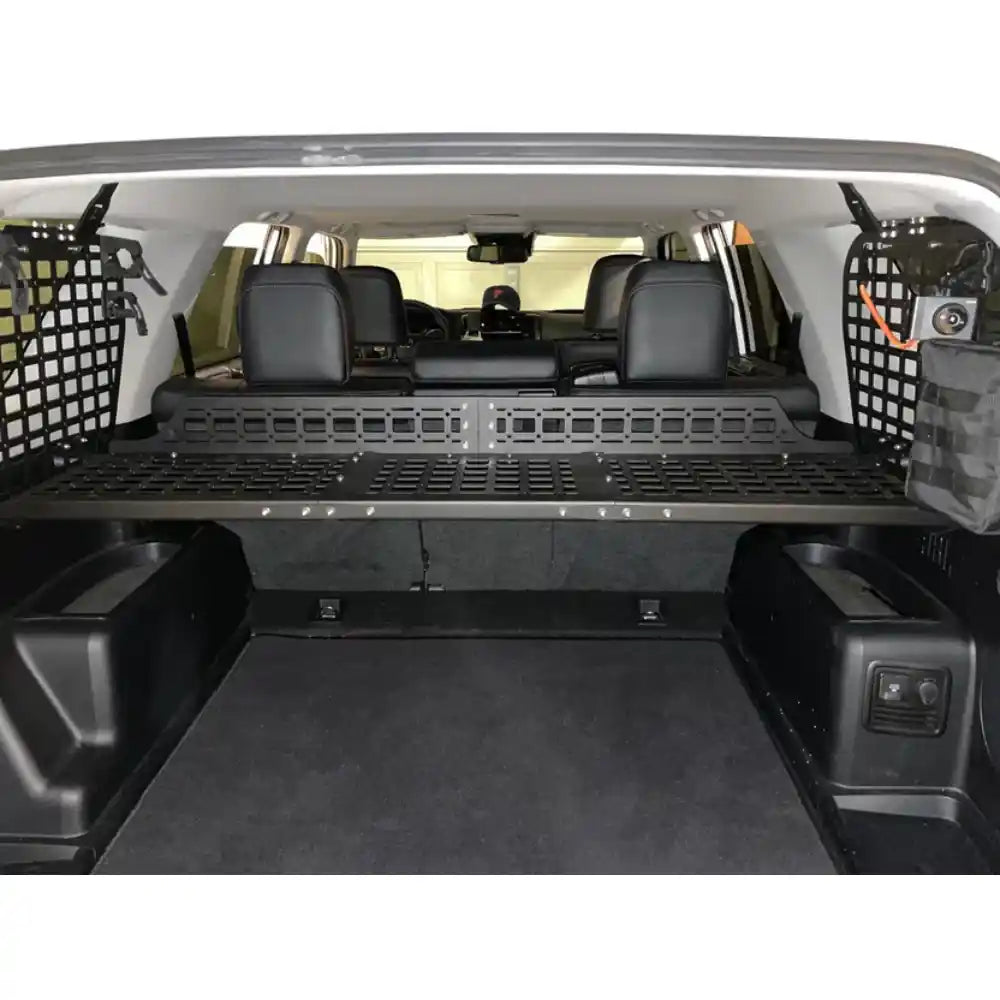 Rago Molle storage shelf installed in 4Runner, lowered position