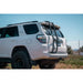4Runner with Rago rear hatch ladder and roof rack, rear side view