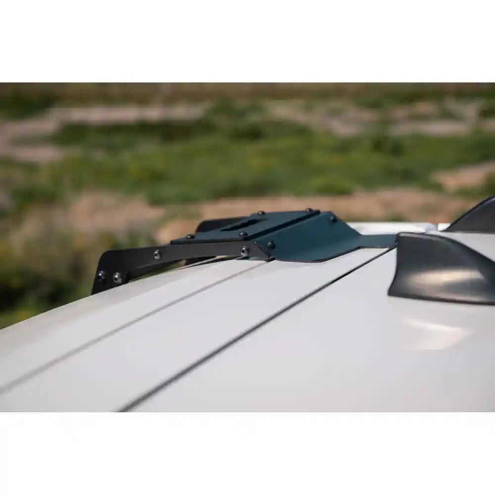 Rago hatch ladder reaching 4Runner roof rack, top view