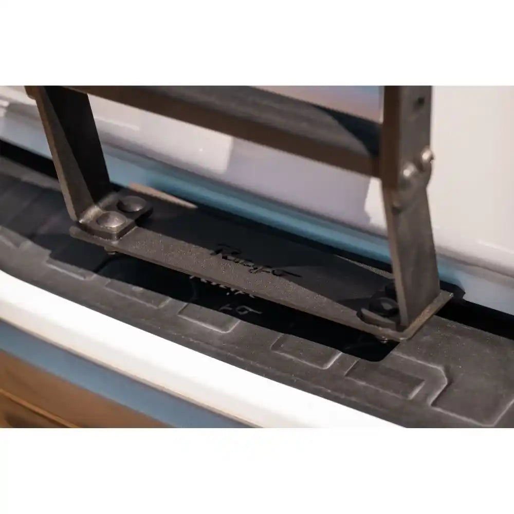Rago hatch ladder steps with rubber traction pads, close-up