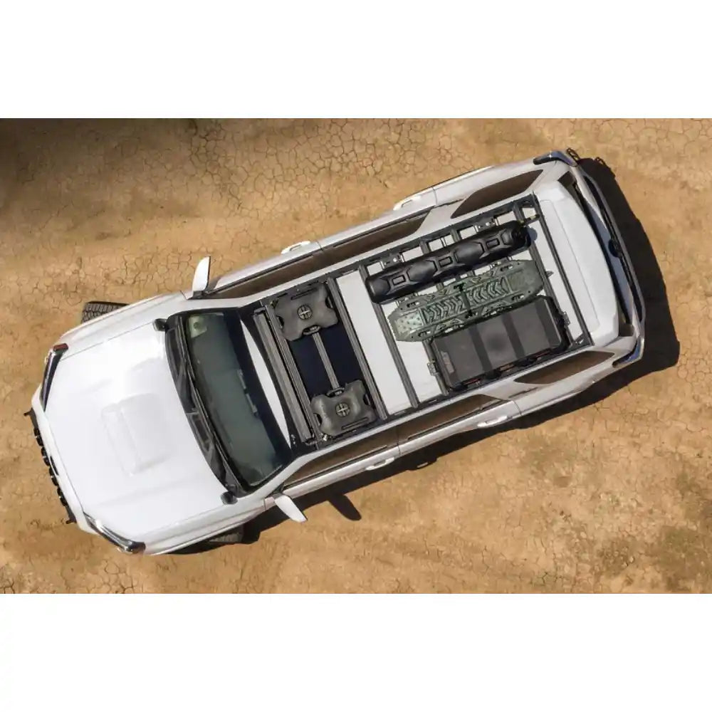 Aerial overhead view of 4Runner with Rago light pocket roof rack
