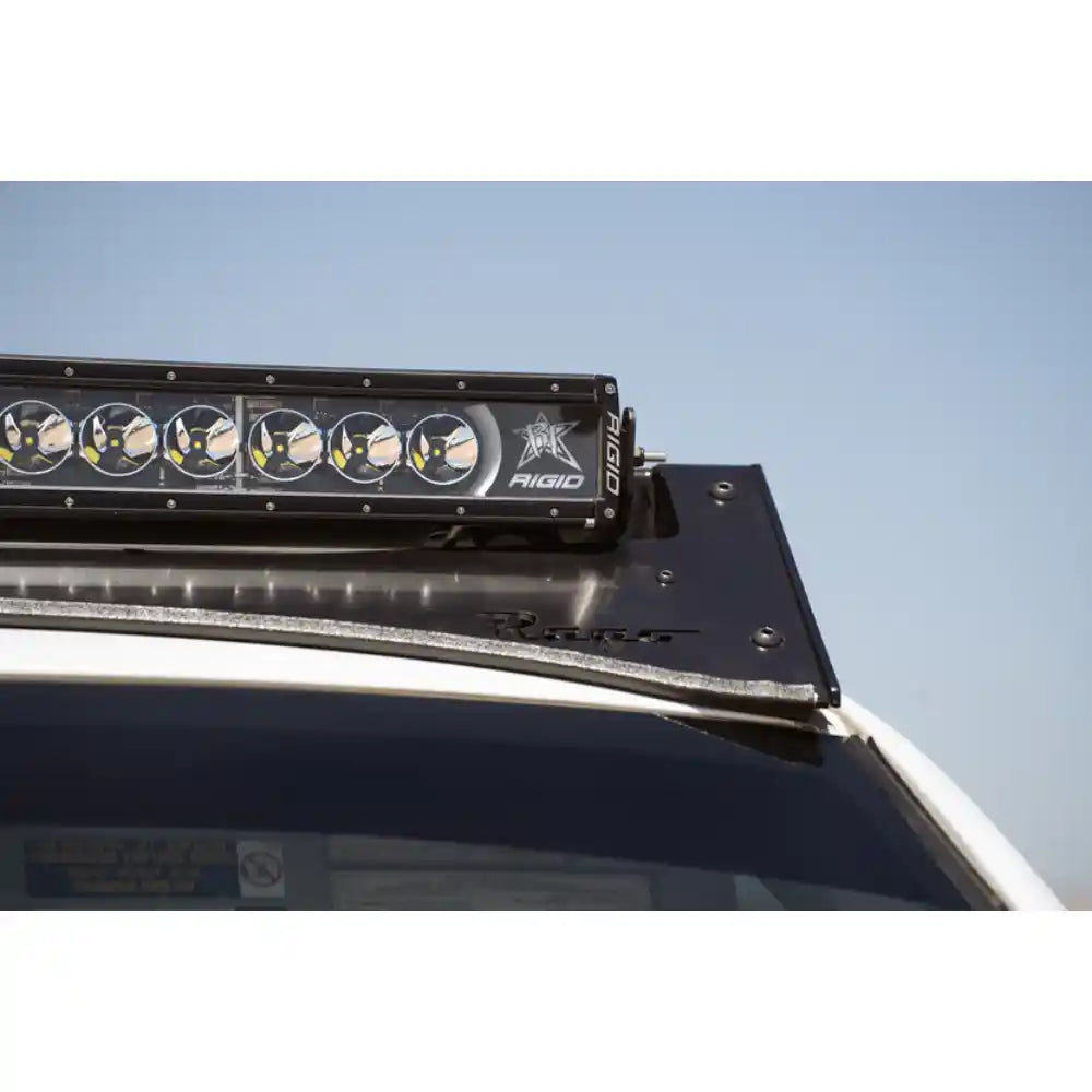 Light bar mounted in Rago roof rack light pocket, close-up