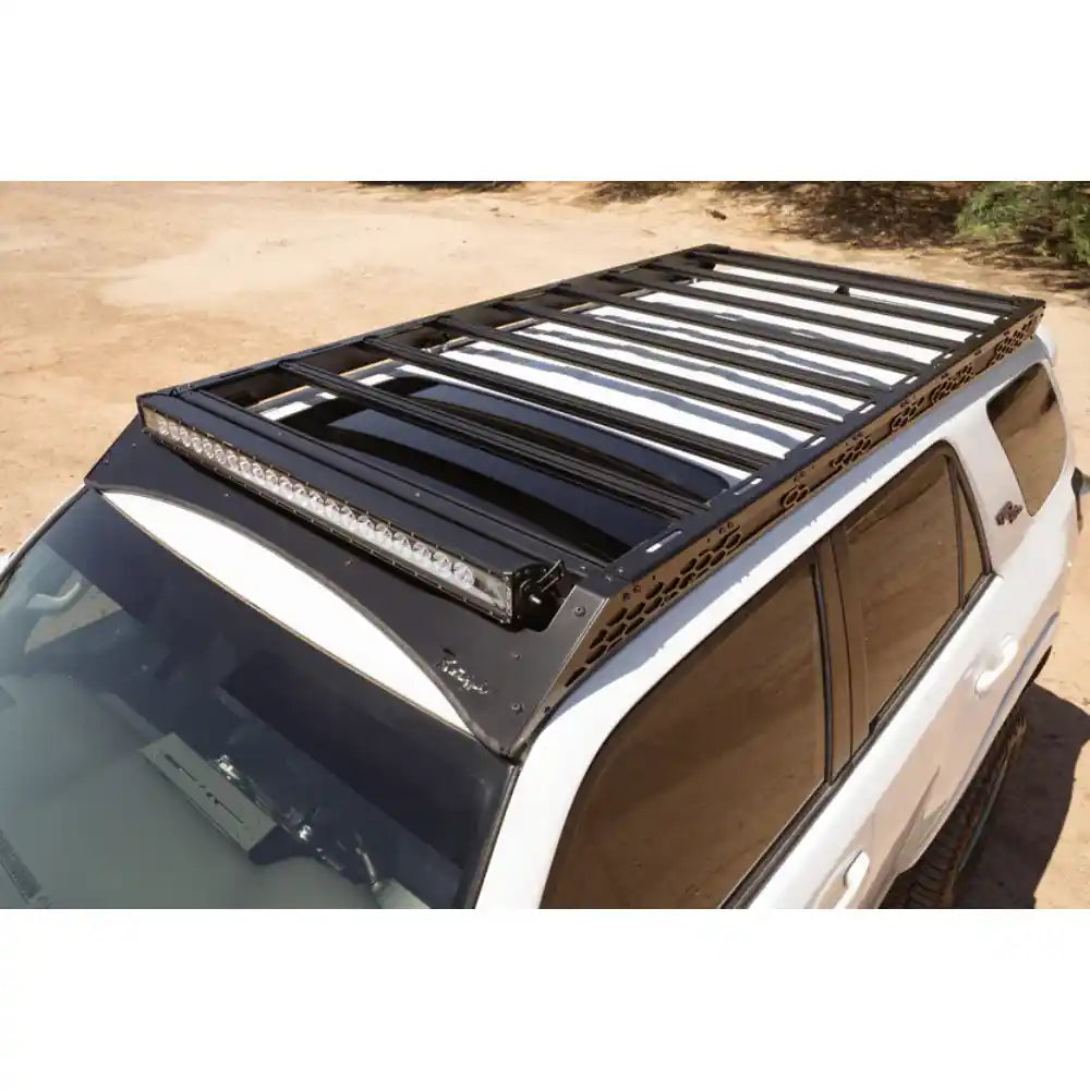 Rago light pocket roof rack with light bar on 5th Gen 4Runner, top view