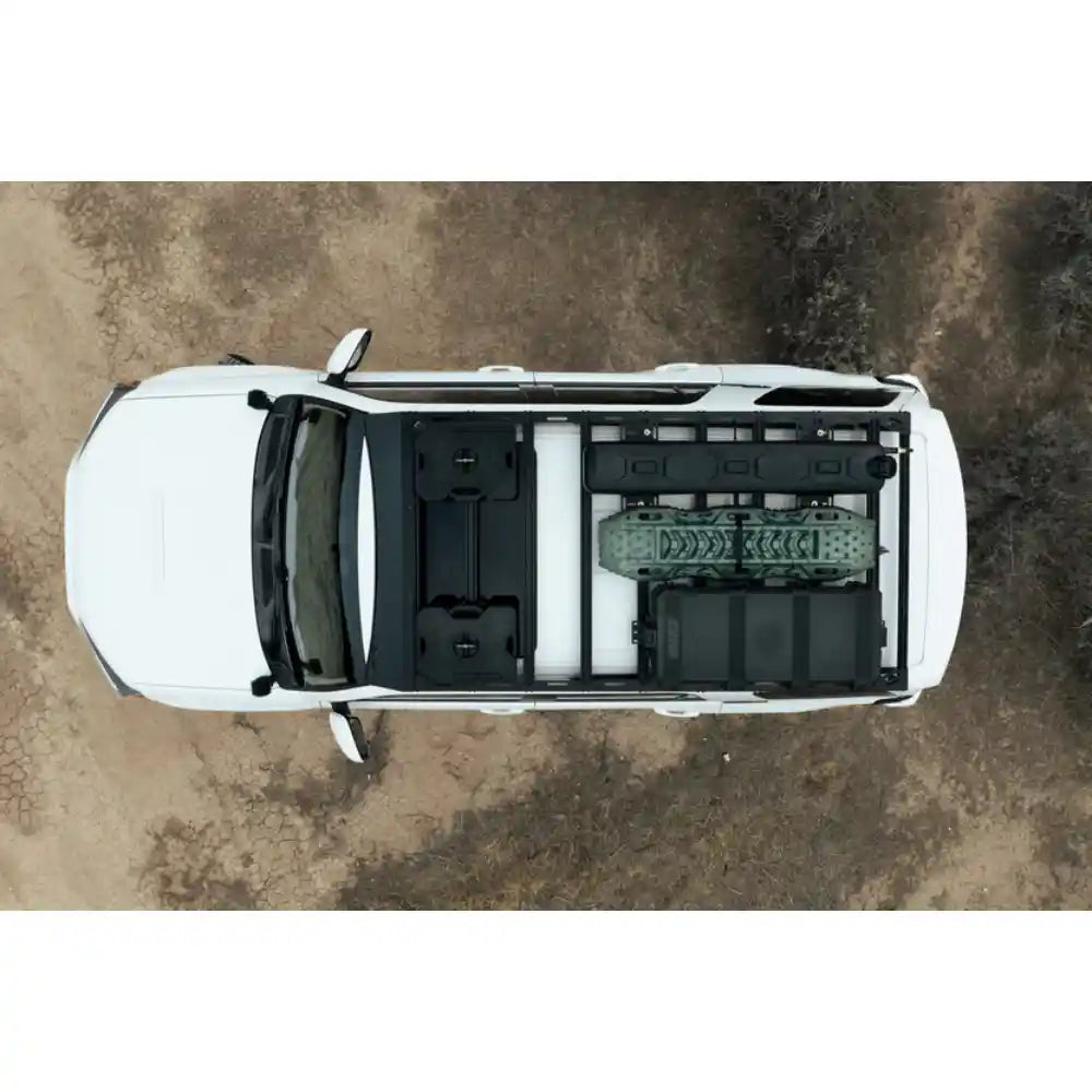 Rago roof rack with gear on 4Runner, overhead close view