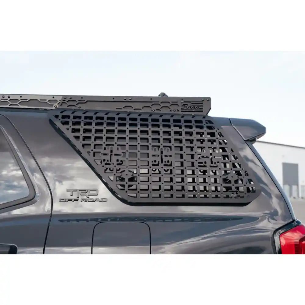 Rago driver side external Molle panel installed on 4Runner window