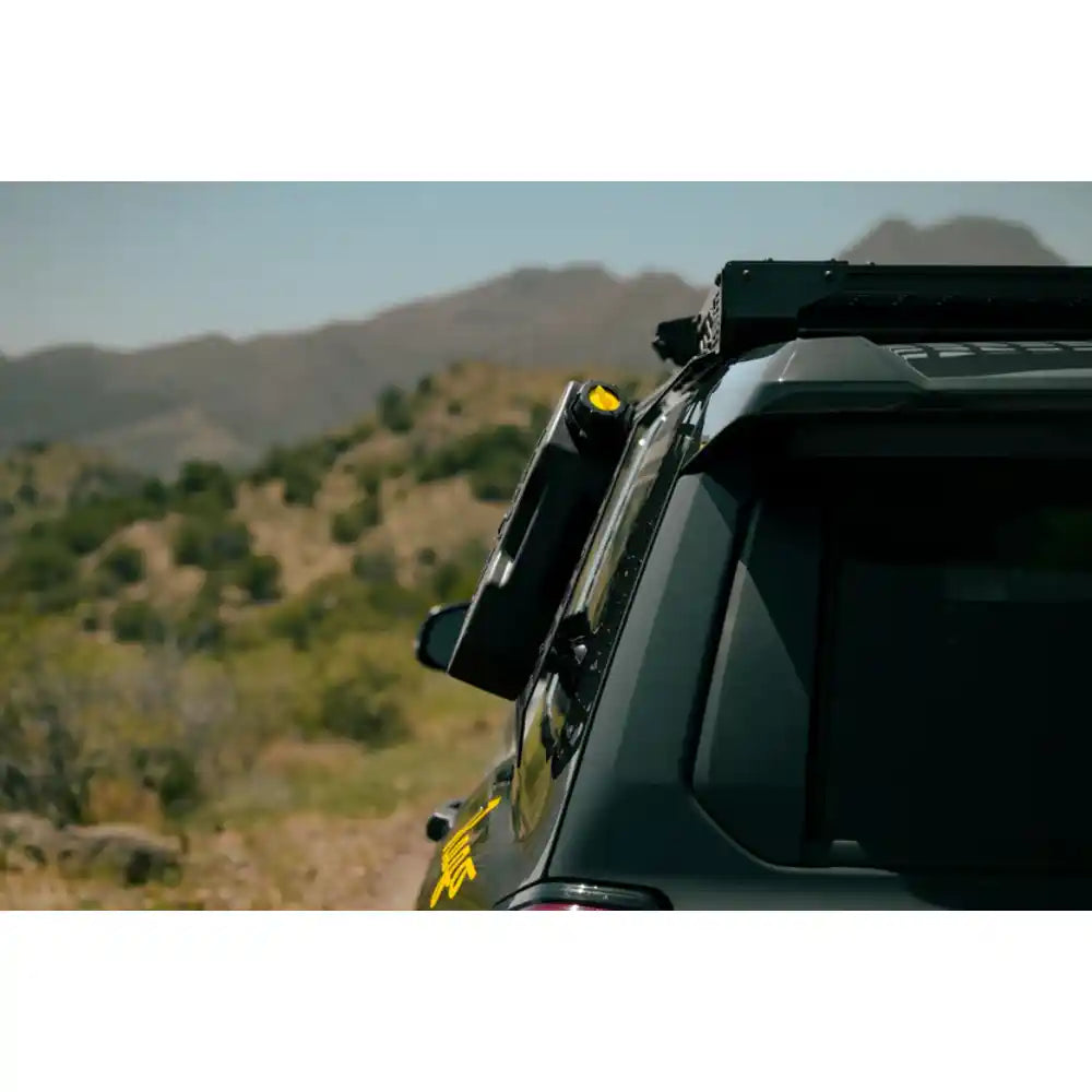 Rago external Molle panel on 4Runner rear quarter, side view