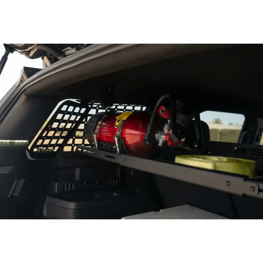 Rago 4Runner storage shelf with gear, side view