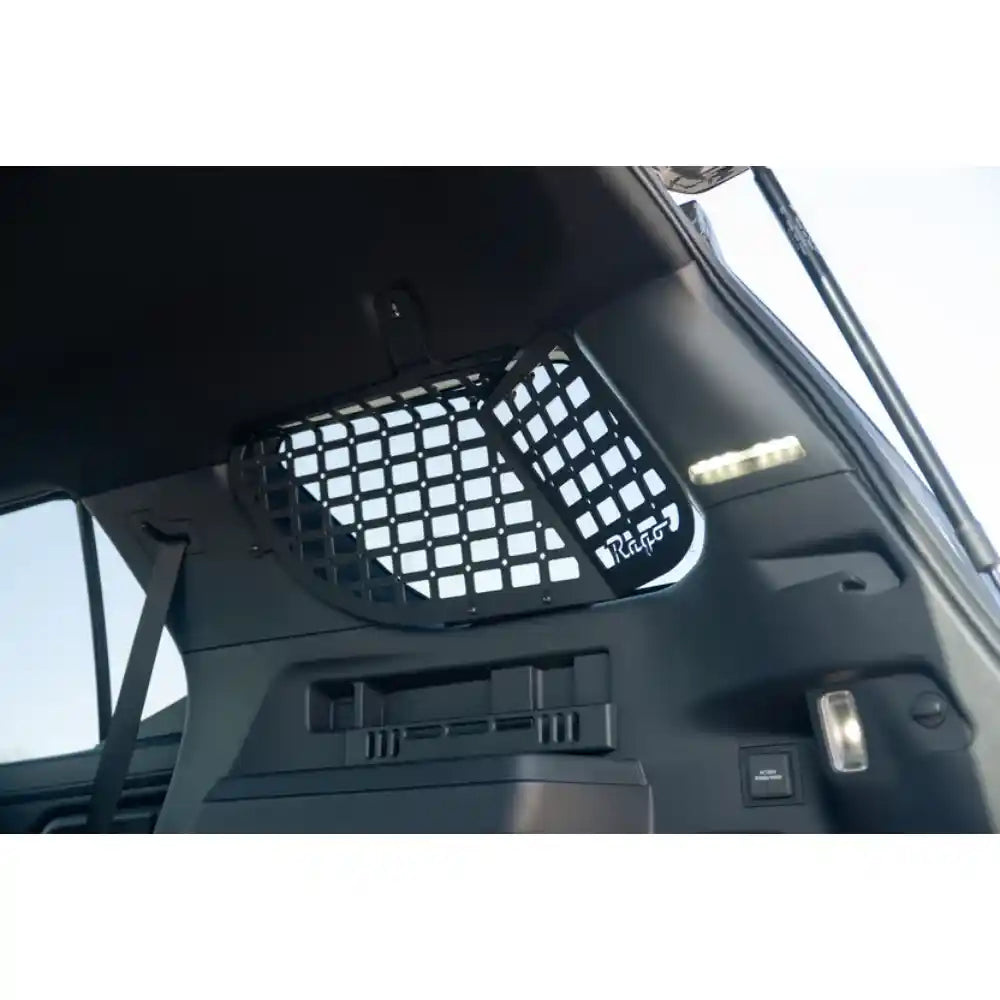 Rago Molle panel over 6th Gen 4Runner rear window, close-up