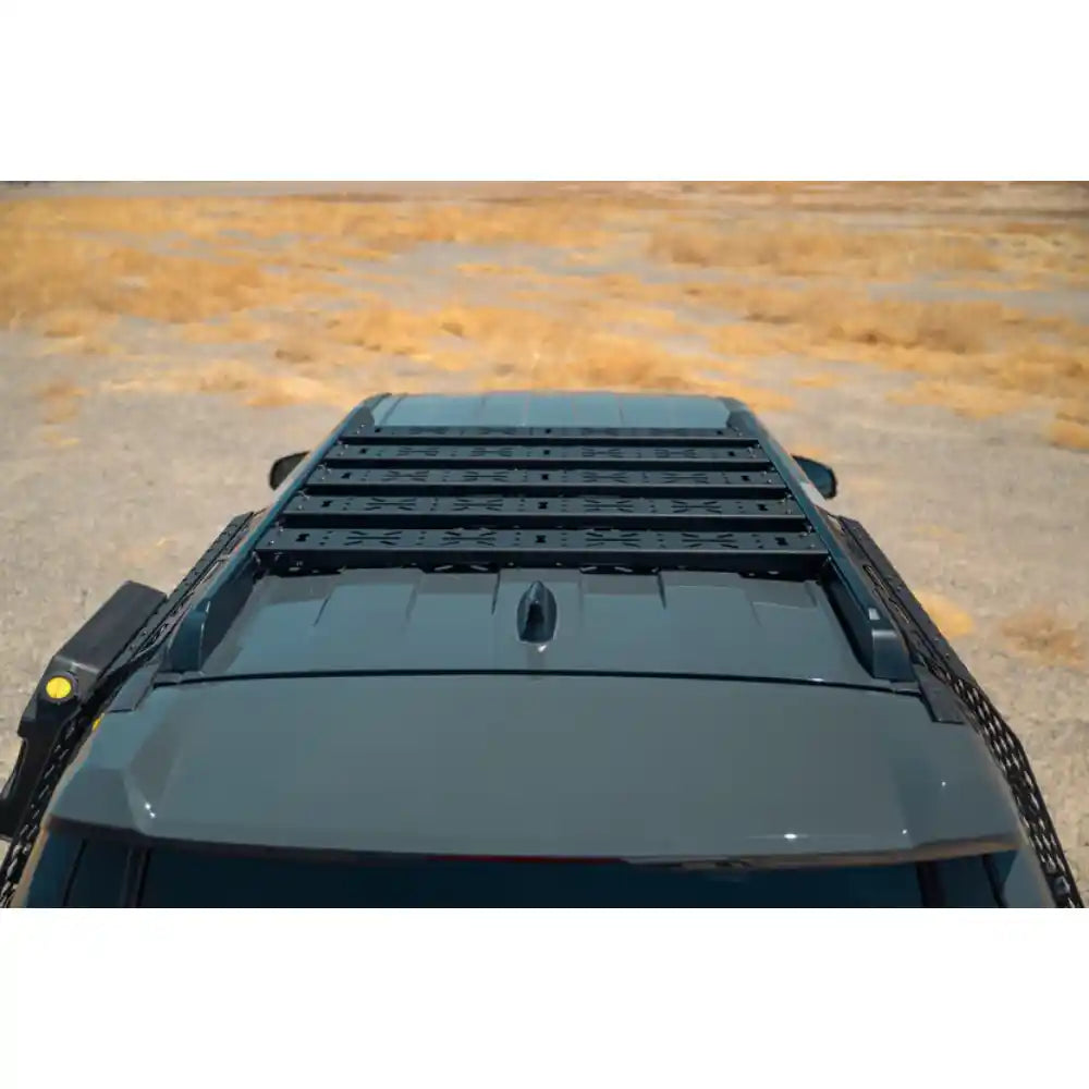 Rago crossmembers on 6th Gen 4Runner factory rails, rear view in desert