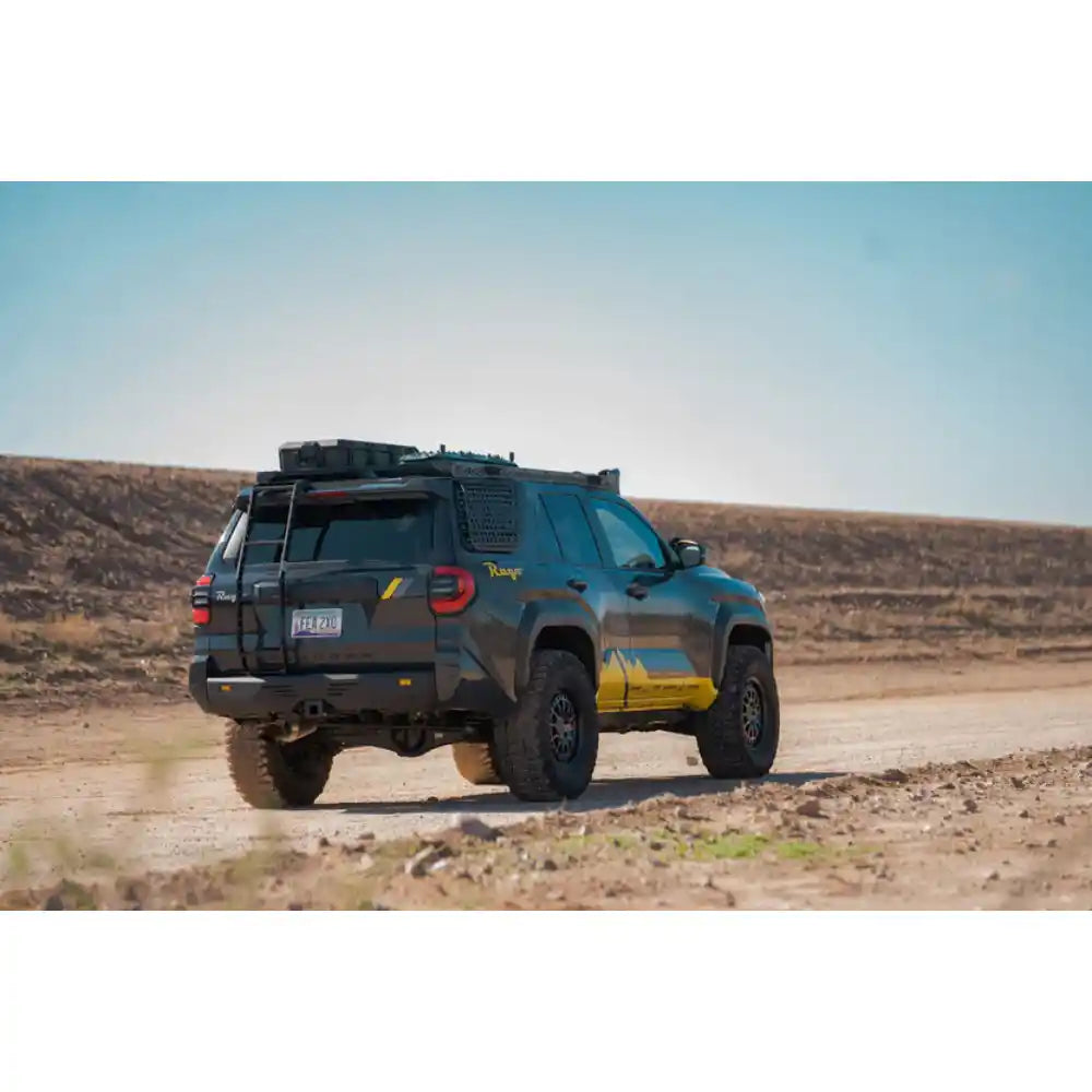 Rago rear hatch ladder on 4Runner kicking up dust, rear angle