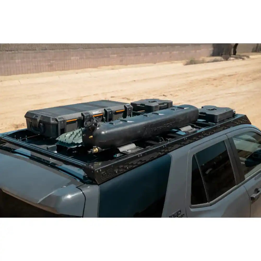 Rago 4Runner roof rack loaded with gear boxes, top view