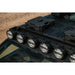 Rago 4Runner roof rack with round pod lights and gear, top front view