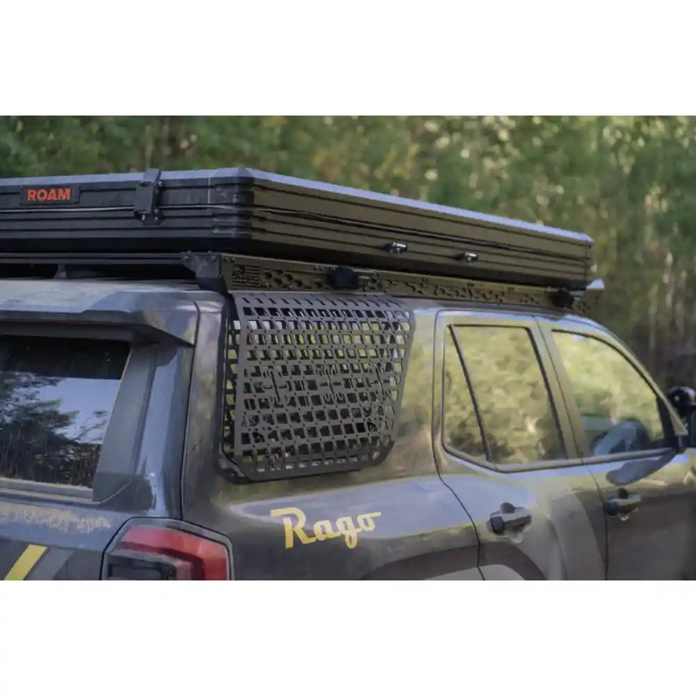 Rago roof rack with rooftop tent and side storage panel on 4Runner