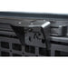 Rago accessory mounting bracket on Toyota bed rail, angle view